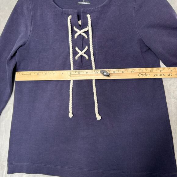 Talbots Top Womens SP Small Petite Navy Heavy Weight Cotton Lace Up Nautica1 - Picture 5 of 7